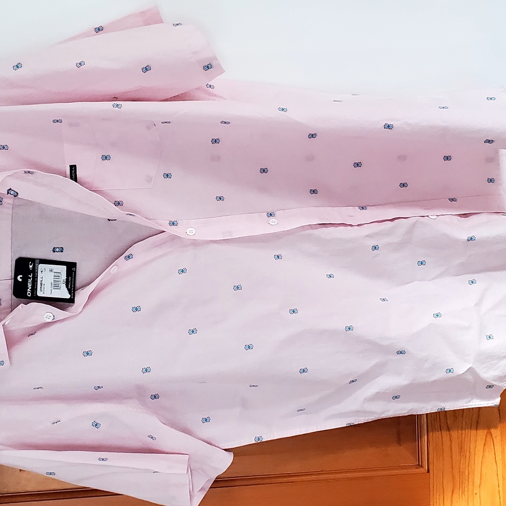 Men's O'Neill Tame Dobby Pink Patterned Shirt-NWT